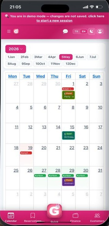 Genix Events app screen