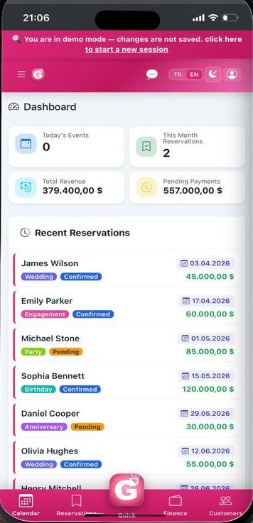 Genix Events app screen