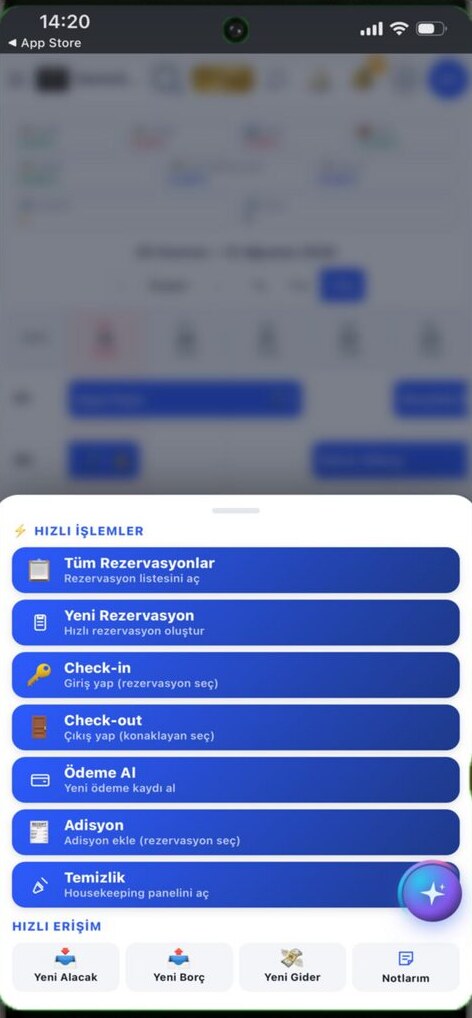 Hotel PMS app screen